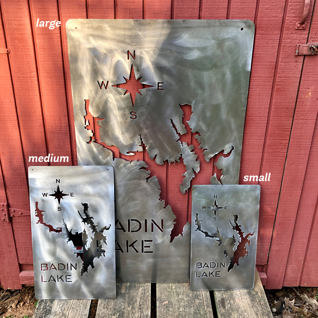 Medium Badin Lake Metal Sign Wall Decor