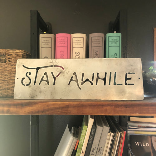 Stay Awhile Metal Sign Wall Decor