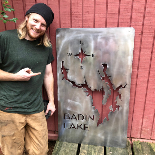 Large Badin Lake Metal Sign Wall Decor